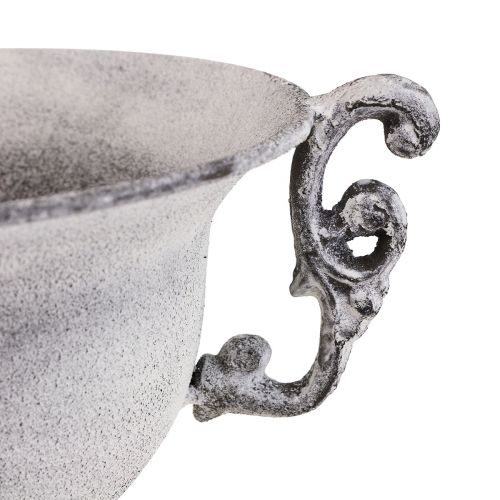 Floristik24 Tigela decorativa Taça decorativa branca lavada metal Ø20cm A17.5cm