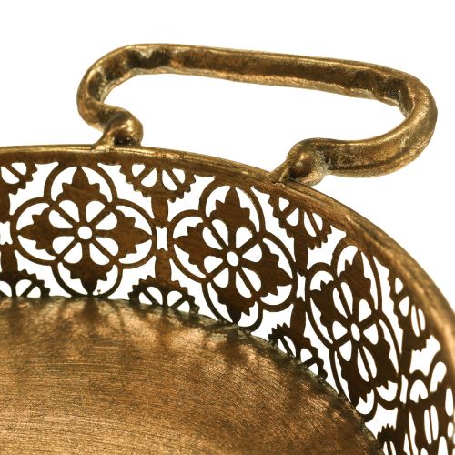Floristik24 Bandeja decorativa oval bandeja de metal dourado visual antigo conjunto de 3