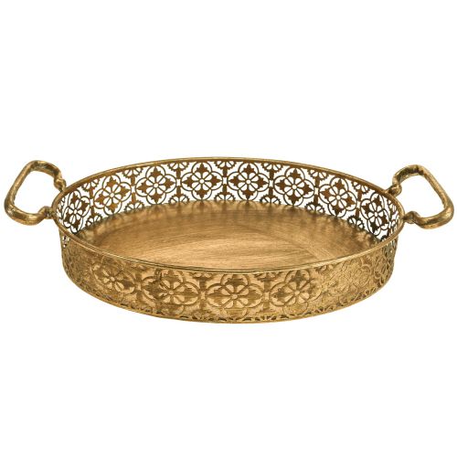 Floristik24 Bandeja decorativa oval bandeja de metal dourado visual antigo conjunto de 3