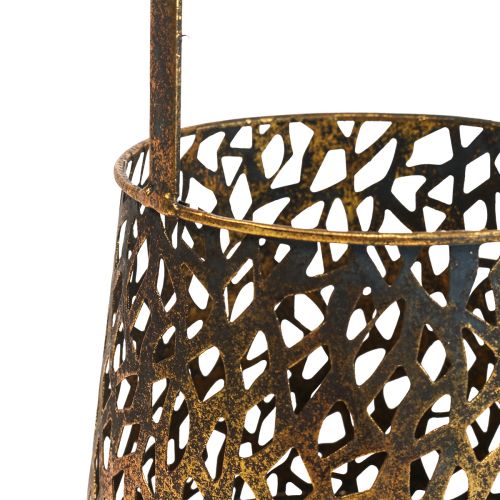 Itens Deco lanterna decoração de mesa suporte tealight ouro antigo 14,5 cm