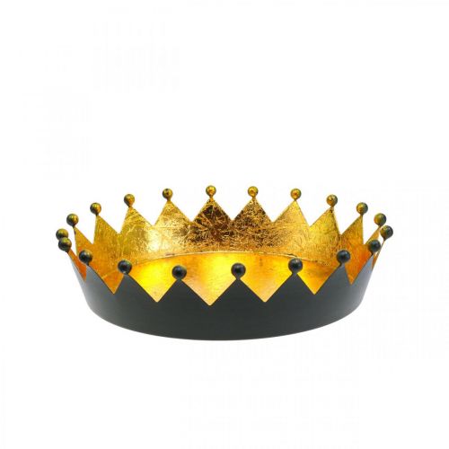 Decoração de mesa coroa de natal ouro preto Ø16.5cm H6cm