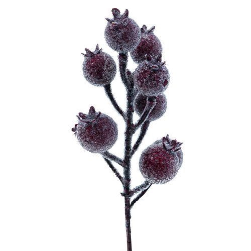 Floristik24 Ramo de rosa mosqueta ramo de baga frost artificial planta vermelha 25cm 12uds