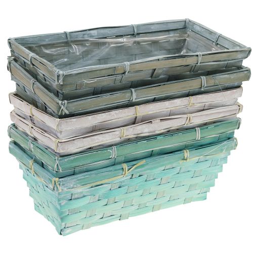 Itens Plantador, cesto de plantas trançado, cesto de aparas quadrado verde/branco 25cm 6 un