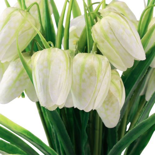 Itens Fritillaria Branco Xadrez Tabuleiro Flor Artificial Flores 38cm 6 pcs