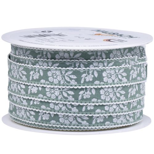 Itens Fita para presente flores fita decorativa verde pastel 15mm 25m