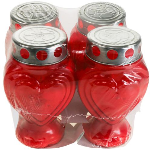 Itens Velas de sepultura coração vermelho luz de luto luz memorial 9×8×15cm 24h 4 pcs