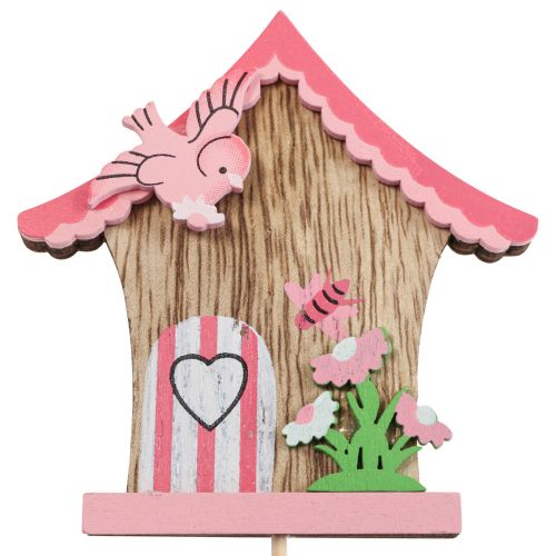 Floristik24 Plugue de flor plug decorativo de madeira casinha de passarinho 7,5x8cm 12 peças
