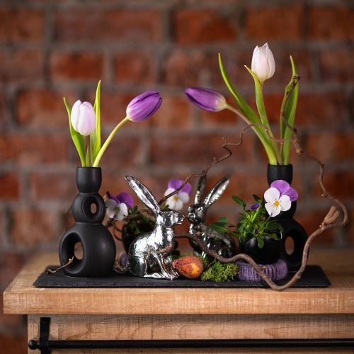 Itens Castiçal Cerâmico Castiçal Preto H13cm 2 Pcs