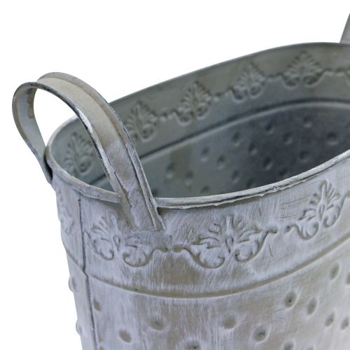 Floristik24 Vaso de flores oval com alças Jardiniere metal 24/19/14cm 3 unidades