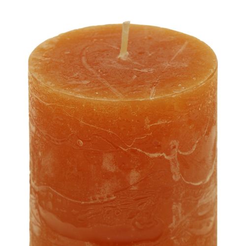 Itens Velas de pilar laranja escuro colorido Sunset 50x100mm 4uds