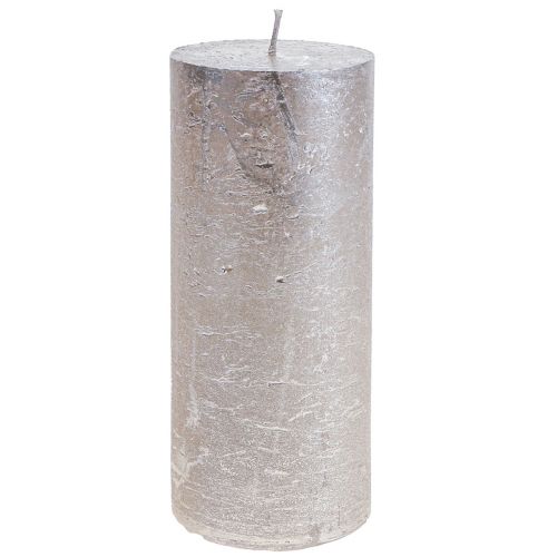 Floristik24 Velas pilares platina padrão brilhante 200mm Ø85mm 2 unidades