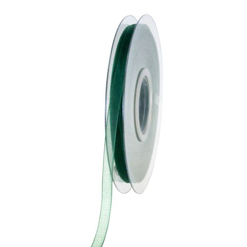 Floristik24 Fita de organza fita de presente verde borda tecida verde abeto 6mm 50m