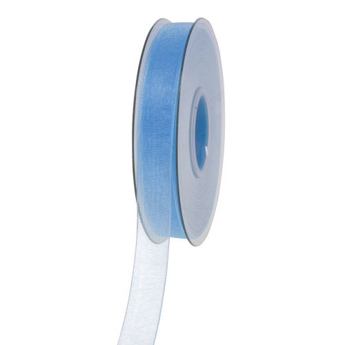 Floristik24 Fita de organza fita de presente fita azul claro ourela azul 15mm 50m