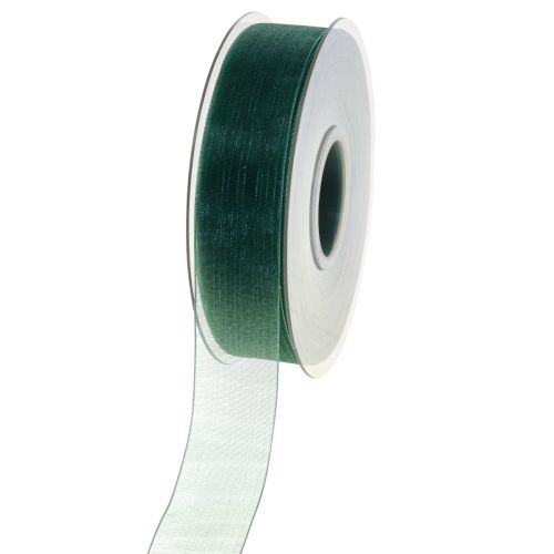 Itens Fita de organza fita de presente verde borda tecida verde abeto 25mm 50m