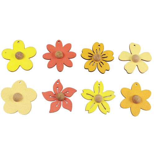 Floristik24 Flores de madeira penduradas decoração madeira decoração de verão amarelo 4,5 cm 24 unidades