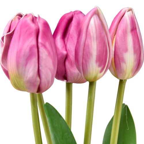 Floristik24 Decoração Tulipas Rosa Real Toque Flores Artificiais Primavera 49cm 5 un