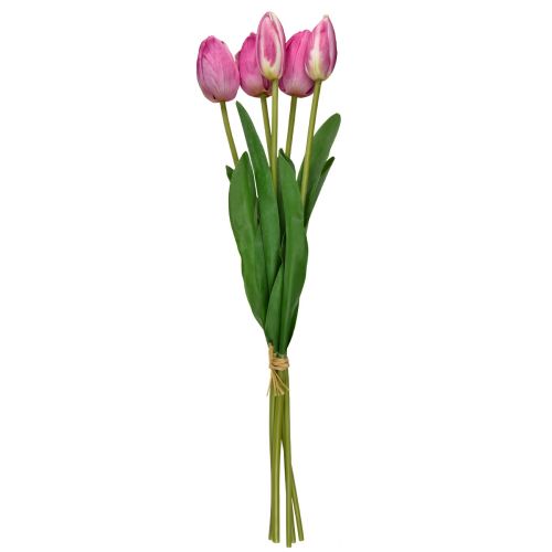 Floristik24 Decoração Tulipas Rosa Real Toque Flores Artificiais Primavera 49cm 5 un
