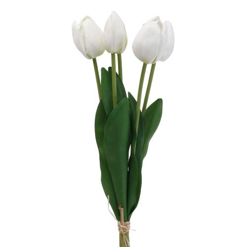 Itens Decoração de tulipas brancas com toque real flores artificiais primavera 49 cm 5 unidades