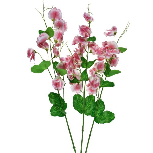 Flores artificiais rosa branca ervilhaca Vicia flores de jardim 61 cm 3 unidades