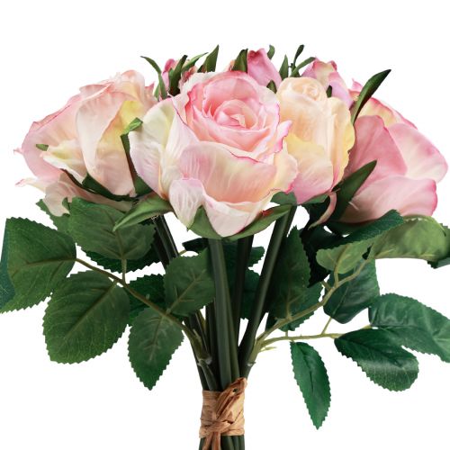 Floristik24 Rosas Artificiais Rosa Creme Decoração de Rosas Artificiais 29cm 12pcs