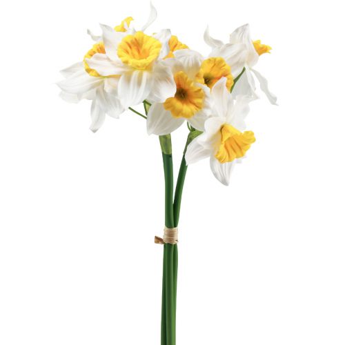 Narcisos artificiais flores de seda branca narcisos 40cm 3 unidades