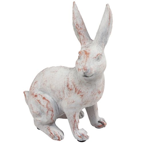 Coelho sentado coelho decorativo pedra artificial branco marrom 15,5x8,5x22cm