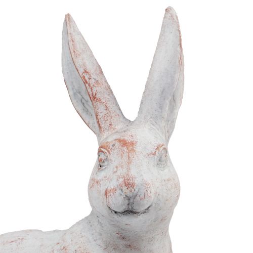 Coelho sentado coelho decorativo pedra artificial branco marrom 15,5x8,5x22cm