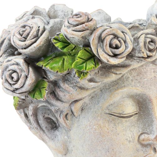 Itens Rosto de vaso de flores busto feminino cabeça de planta aparência de concreto Alt.18cm