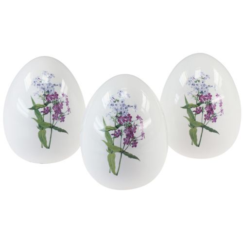 Decoração de ovos de Páscoa em cerâmica com decoração floral 12cm 3 unidades