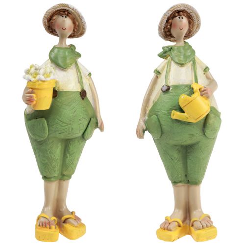 Floristik24 Figuras decorativas decoração de mesa de jardineiro verão verde amarelo 16,5 × 5,5 cm 2 unidades