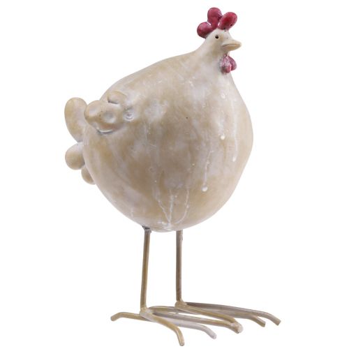 Floristik24 Galinha decorativa Decoração de Páscoa figura de galinha bege vermelho 11×8×15,5cm