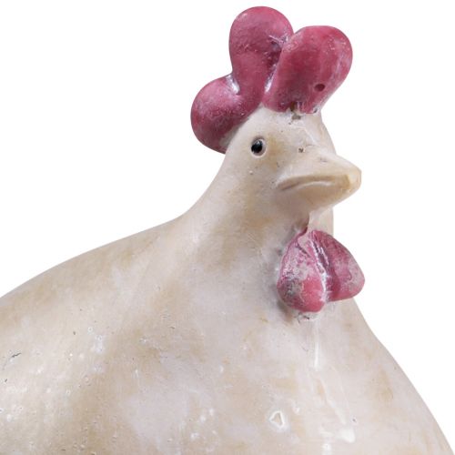 Floristik24 Galinha decorativa Decoração de Páscoa figura de galinha bege vermelho 11×8×15,5cm
