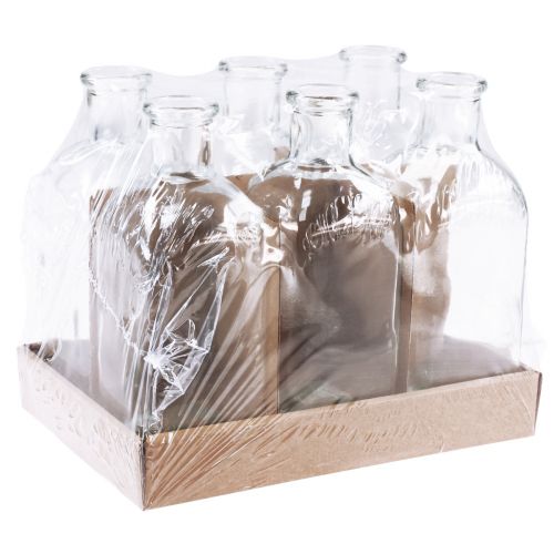 Itens Garrafas Decorativas Mini Vasos Quadrados Vidro Transparente 7x7x18cm 6uns