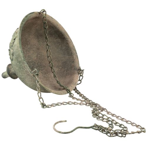 Itens Tigela decorativa de metal para pendurar ferrugem verde antiga Ø20cm