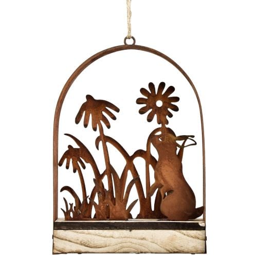 Decoração de Páscoa coelhinhos ferrugem decoração pendurada metal 20×5×29,5cm