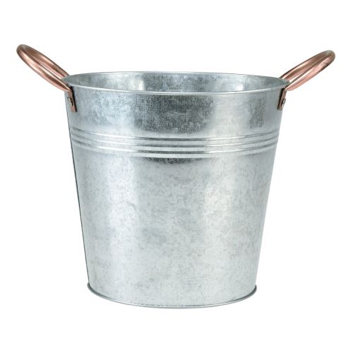 Vaso de flores com alças balde decorativo de metal Ø21cm Alt.19,5cm