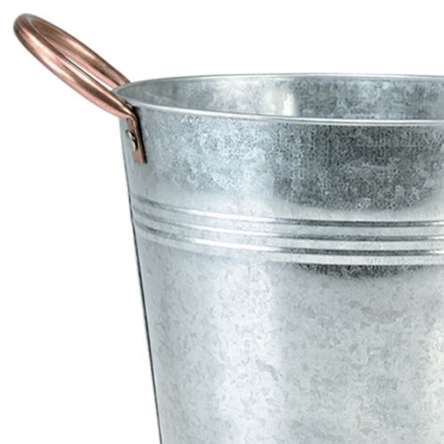 Itens Vaso de flores com alças balde decorativo de metal Ø21cm Alt.19,5cm