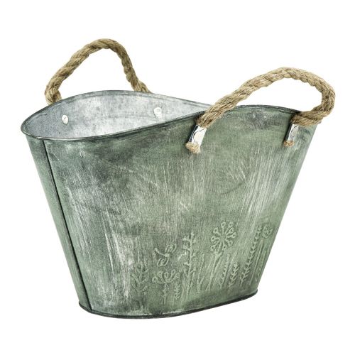 Itens Vaso com alças saco metal juta 24,5×17×15,5cm