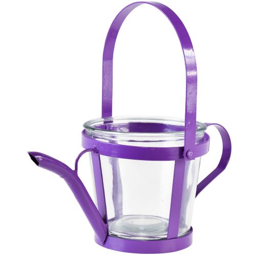 Lanterna de vidro regador decorativo metal roxo Ø14cm Alt.13cm