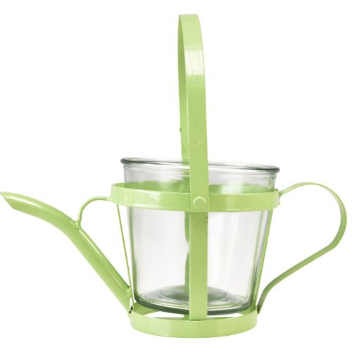Itens Lanterna regador decorativo de vidro metal verde Ø14cm Alt.13cm