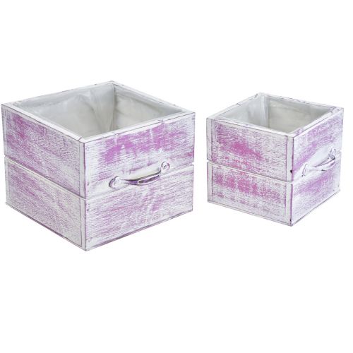 Itens Gaveta para plantas com puxador madeira branca rosa 12/15cm conjunto de 2