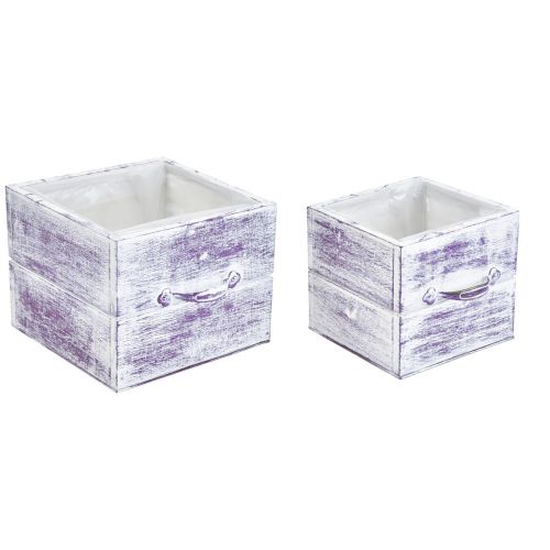 Itens Gaveta para plantas com puxador madeira branca roxa 12/15cm conjunto de 2