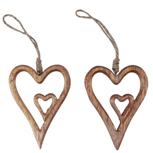 Coração de madeira, corações de madeira natural para pendurar 8 × 11 cm 4 unidades