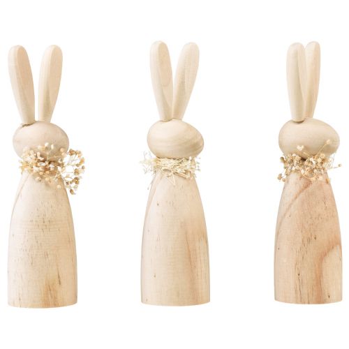 Floristik24 Decoração de coelhinhos de madeira Coelhinhos da Páscoa madeira natural 5×4×15,5cm 3 unidades