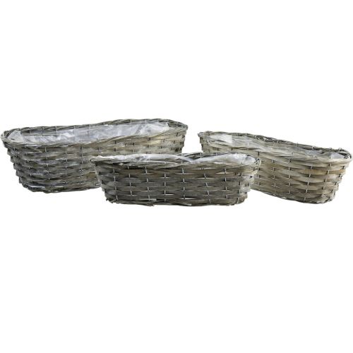 Floristik24 Cesto para plantas cesto trançado oval cinza 50/43/37cm conjunto de 3 peças