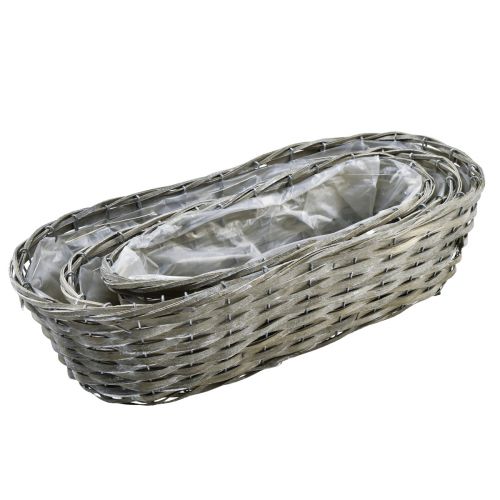 Floristik24 Cesto para plantas cesto trançado oval cinza 50/43/37cm conjunto de 3 peças