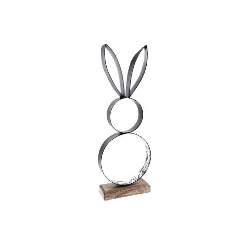 Coelhinho da Páscoa decoração metal preto prata figura de Páscoa 11×31cm