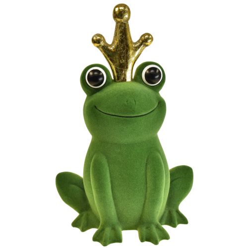 Sapo decorativo, sapo príncipe, decoração de primavera, sapo com coroa dourada verde 40,5cm