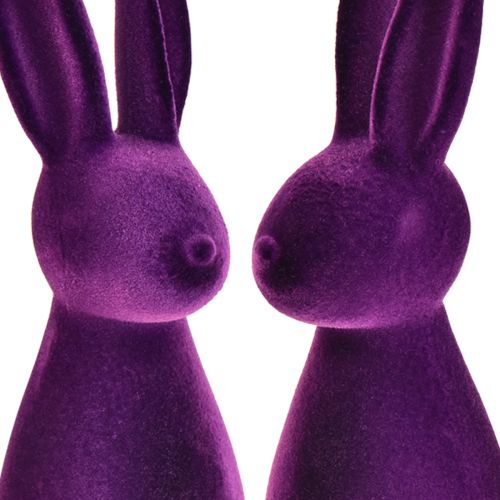 Floristik24 Figuras decorativas de coelho da Páscoa flocadas Páscoa – 2ª escolha – roxo 8x10x29cm 2 peças