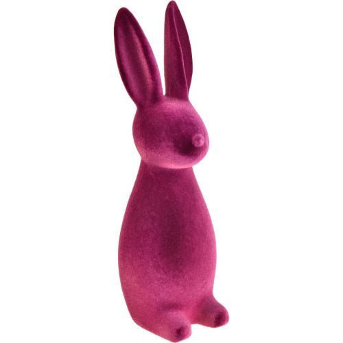 Floristik24 Decoração de Coelhinho da Páscoa Flocado – 2ª Escolha – Violeta 15×15,5×47cm